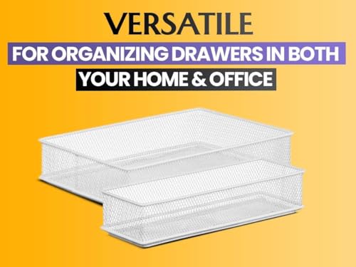 YBM HOME Silver Mesh Drawer Cabinet and or Shelf Organizer Bins, School Supply Holder Office Desktop Organizer Basket 1591s (1, 6x12x2 Inch) - size: 6x12x2 Inch