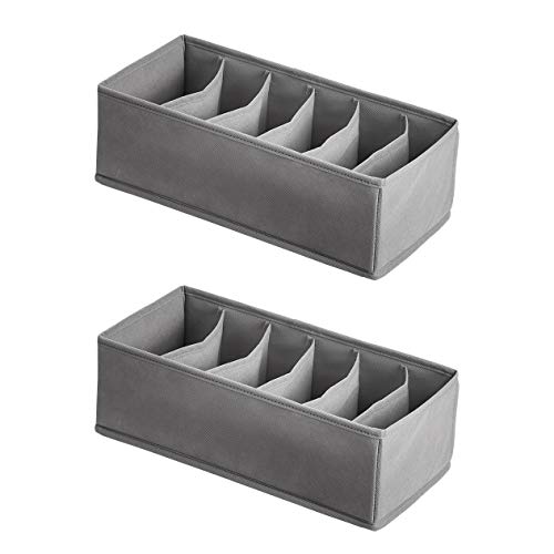 Amazon Basics Underwear Drawer Organizer Dividers for Closet Organization and Storage, Fits Perfectly in Dresser, 2-Pack, Gray | Pack of 2 - size: Pack of 2