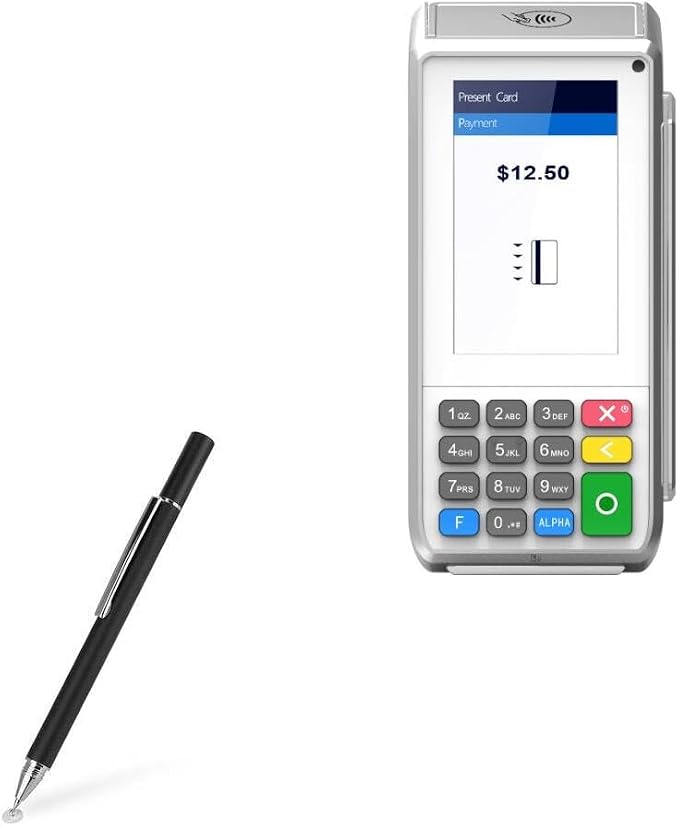 BoxWave Stylus Pen Compatible with Pax A80 - FineTouch Capacitive Stylus Super Precise Stylus Pen - Jet Black