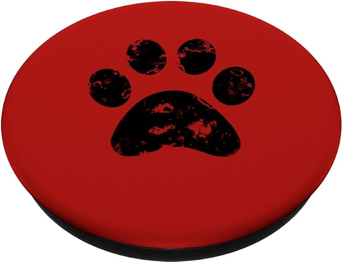 Black Dog Paw Print Red PopSockets Adhesive PopGrip