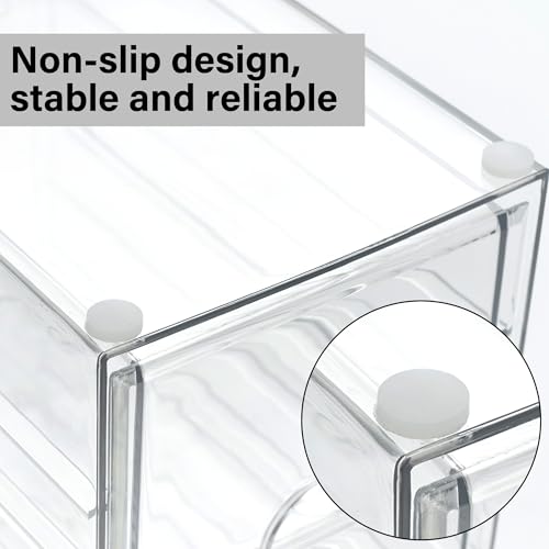 Prsildan Acrylic Drawer Makeup Organizer with 3 Drawers, Clear Stackable Storage for Baby Bottles, Craft, Jewelry & Hair Accessories, Multi-Use for Vanity, Countertop, Office Desk Organization - style: 3 Drawers