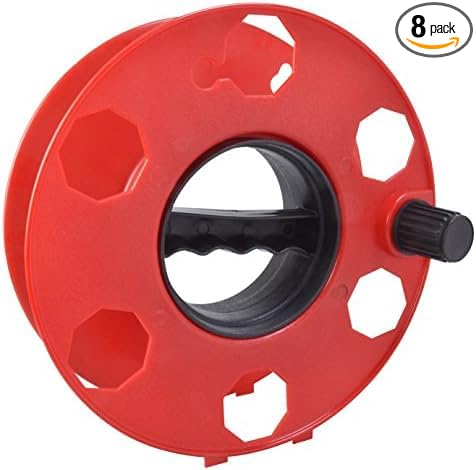 Woods Heavy Duty Cord Storage Wheel - Holds Up to 150 Feet-of 16/3 or 125 Feet-of 14/3 Gauge Cord - Tangle-Free Design for Extension Cords,Rope,or Hose - - Black,(Pack of 8)