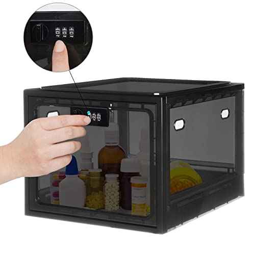 Lalifebuss Medicine Lock Box, Medication Lockable Container for Refrigerator Food Safe Locking Box Tablet Phone Locked Box for Kitchen Home School and Office Safety