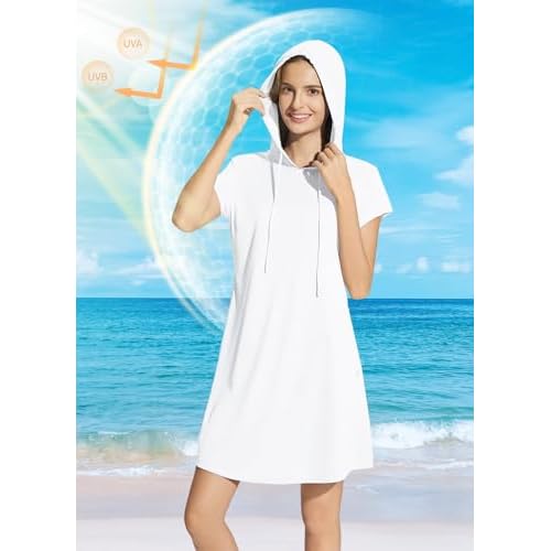 baleaf Women's Short Sleeve UPF 50+ Cover Up with Pockets Quick Dry Beach Coverups Sun Protection Swimwear