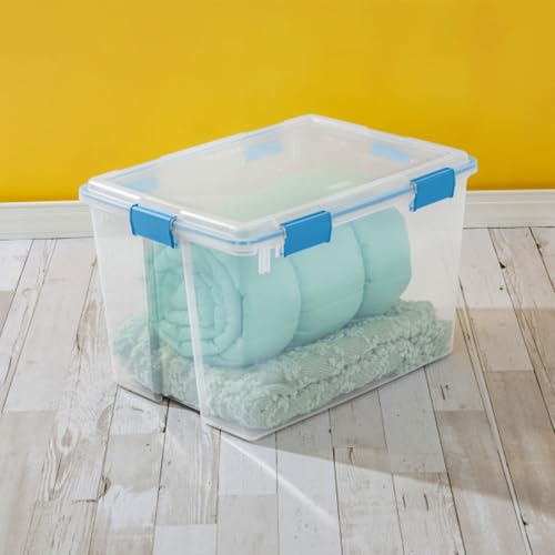 Sterilite 8-Pack Gasket Box, Weather-Resistant Storage Bins with Latching Lids, 80 Quart - Heavy-Duty Organizing Containers for Closet, Bathroom, and Office - size: 80 Quart, style: 8 Pack