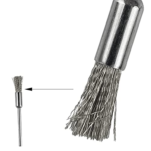 Steel Cleaning End Brushes Pen Wire Brush Rust Paint Removal Bits Polishing Rotary Tools Accessories 3 MM Mandrel 20 Pieces