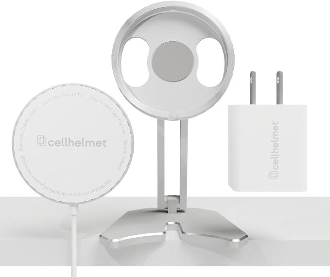 cellhelmet Power Bundle | 20W Fast Charging Wall Adapter 15W MagSafe-Compatible Wireless Charging Pad &amp Aluminum Desk Stand