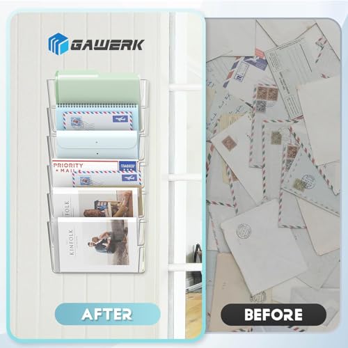 Gawerk Clear Acrylic Single Pocket, Plastic Hanging Wall Mount File Holder for Office Home (Clear, 6 Pack) - color: Clear, size: 6 Pack