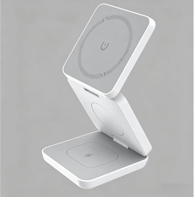 3 in 1 Magnetic Wireless Charger Stand Fast Charging Dock for iPhone 16 15 14 13 12 Compatible (Black)