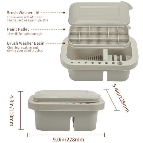 MyLifeUNIT Paint Brush Cleaner, Paint Brush Holder and Organizers with Palette for Acrylic, Watercolor, and Water-Based Paints (Grey) - color: Grey