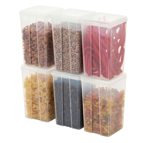 IRIS USA Food Storage Containers with Flip-Top Lid, 2.7 Qt - 6 Pack, Clear Stackable Food Containers for Kitchen & Pantry Organization, BPA-Free, Food Grade Plastic For Flour, Sugar, Dry Food, Grain - size: Food Grade Medium - 6 Pack