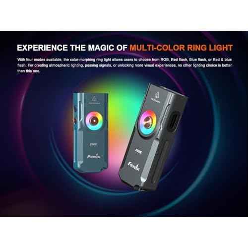 Fenix E06R 700 Lumen USB Rechargeable LED Keychain Flashlight/UV/Blacklight with EdisonBright Accessory case Bundle (Turquoise)