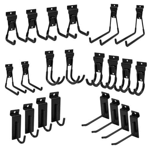 Slatwall Accessories 22 PCS Heavy Duty Garage Hooks Slatwall Panel Hooks Slat Wall Hanging Hook for Bike Ladder Garage Storage System Accessory Multi Size Utility