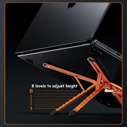Portable Laptop Stand for Desk Foldable Adjustable Computer Riser with Magnetic Phone Holder Aluminum Laptop Stand Tablet Stand Mobile Phone Holder (Navy Blue)
