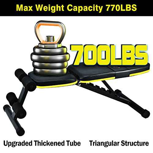 Adjustable Weight Bench, Foldable Workout Benches for Home Gym, 10 Backrest Position Exercise Bench for Strength Training, Upgraded Thickened Steel Support Max Capacity 700LBs