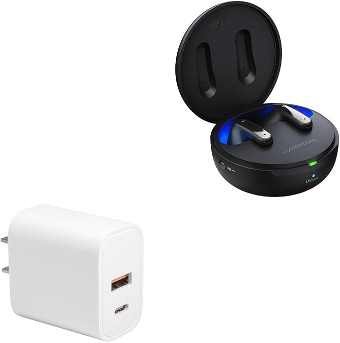 BoxWave Charger Compatible with LG Tone Free FP9 - PD miniCube (20W) 20W PD USB Type-C Wall Charger - Winter White