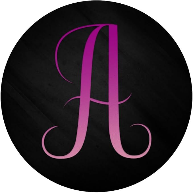 Pink Purple Letter A Monogram On Black PopSockets Adhesive PopGrip