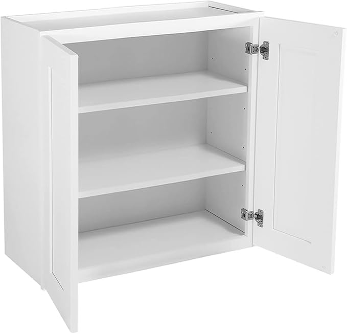 Design House Brookings Shaker Fully Assembled Wall Kitchen Cabinet W2430, 24 W x 12 D x 30 H, Painted White, Solid Wood, Design House, 613521