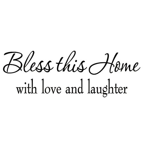 Bless This Home with Love and Laughter Decal Wall Quote Religious Sayings Vinyl Wall Art Decor Home Blessing
