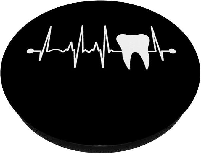Tooth Heartbeat Dentist Dental Hygienist Assistant Gift PopSockets PopGrip: Swappable Grip for Phones &amp Tablets