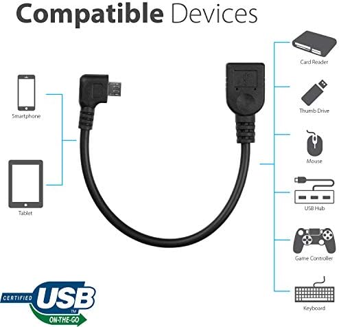 PRO OTG MicroUSB [2Pack] Compatible with ONN ONA19TB002 Kit of Right Angle Cables Connect You to Any Compatible USB Device!