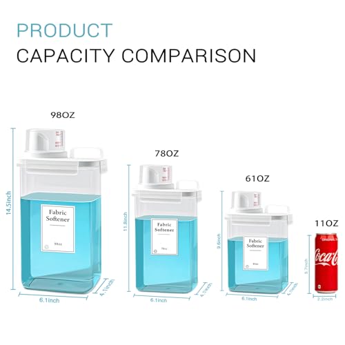 2 Pack Laundry Detergent Dispenser, 78oz Detergent Dispenser, Refluxable Laundry Detergent Container, Plastic Liquid Laundry Detergent Dispenser for Laundry Room Organization with 6 Labels - size: 78 Fl Oz (Pack of 2)
