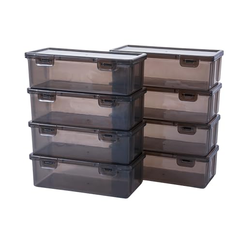 Black Translucent Pencil Cases and Pencil Boxes, 8-Pack Stackable Plastic Pencil Box with Snap Lid – Large Marker Organizer for Art Supplies and Desk Organization – Black Rectangular Large - size: Black Rectangular Large - 8 Pack
