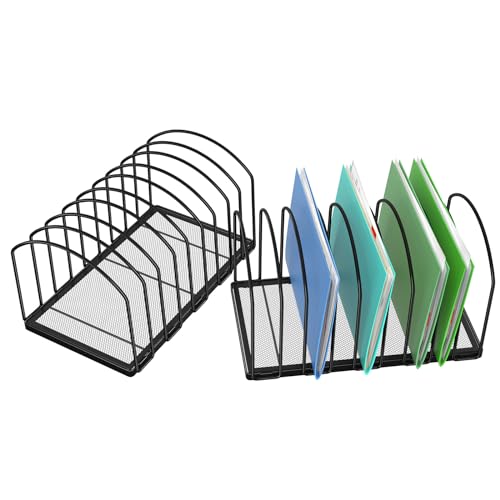 Simple Trending 2 Pack 9 Section Metal File Sorter Organizer for Desk Home Office, Black - style: 2BK- 7 Section Black