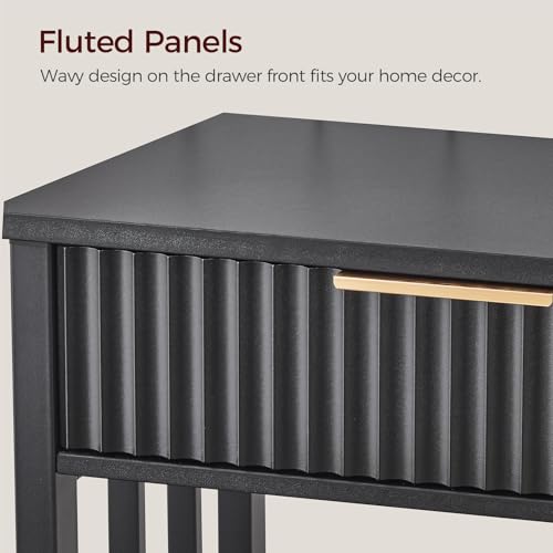 MAHANCRIS Console Table with 2 Drawers, Narrow Long Entry Table with Storage Shelf, 2-Tier Fluted Entryway Table with 2 Drawers, for Entryway, Living Room, Foyer, Hallway, Office, Black CTHB5101 - size: 11.8"D x 39.4"W x 32.3"H