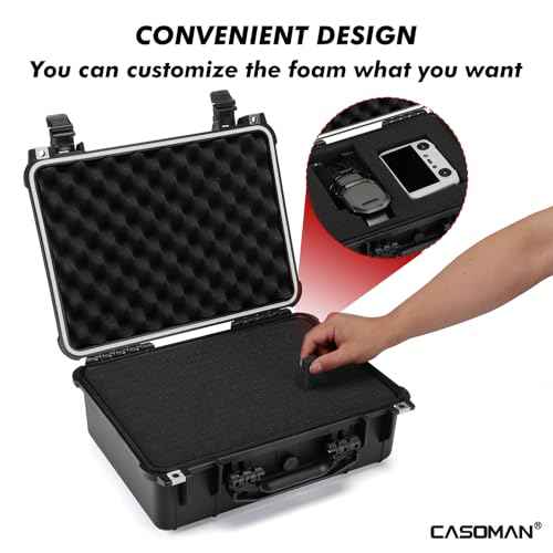 CASOMAN Water-proof Box, with Cush- Proof Sponge, IP67 Water Proof Grade, Large Waterproof Hard Case with Customizable Foam, Perfectly Protection of Camera, Drones, Lens,Equipments, 16"x13.2"x7"