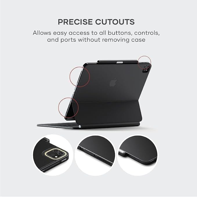 Satechi iPad Pro 12.9 inch case M2/M1 Magnetic iPad Vegan Leather case with Apple Pencil 2 Charging Compatible with Apple Folio Magic Keyboard - Black