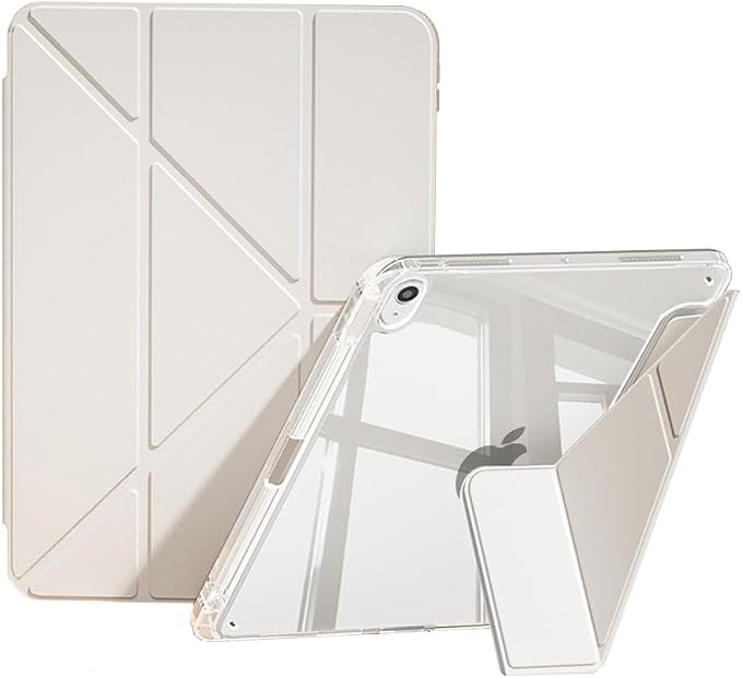 Slim Case for iPad Air 11 M4/M3/M2 &amp 10.9 5th/4th Gen Aqua Blue | Pencil Holder Multi-Angle Y Fold Stand Clear Acrylic Cute Cover Auto Wake-Sleep 2026/2025/2024/2022/2020