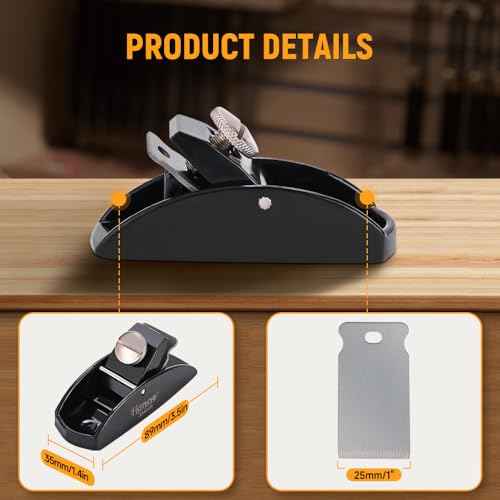 Hoteche Mini Wood Plane - Adjustable Smoothing Bench Hand Planer for Woodworking and Trimming - 3.5-Inch Jointer Plane with 1-Inch Blade