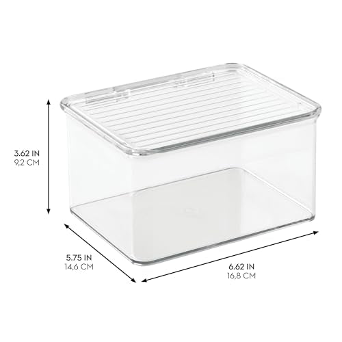 iDesign Plastic Stackable Hinged-Lid Pantry or Kitchen Storage Box - Set of 6 - Clear - style: Pack of 6
