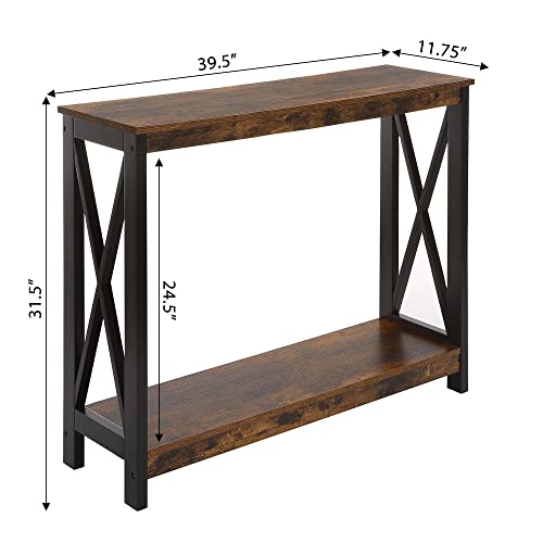 Convenience Concepts Oxford Console Table 39.5" - Sofa Table with Storage Shelf, Transitional Entryway Hall Table for Living Room and Bedroom, Display Foyer Table, Barnwood/Black - color: Barnwood/Black