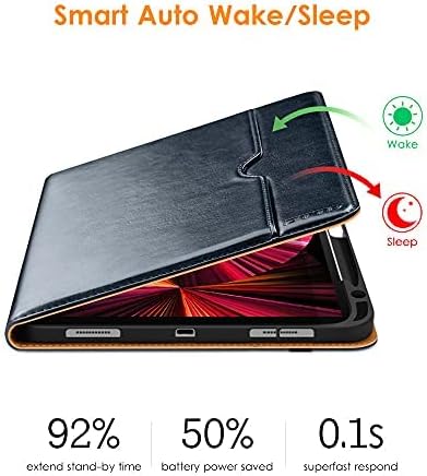 DTTO Case for iPad Pro 11 Inch 4th / 3rd / 2nd / 1st Generation 2022/2021/2020/2018Premium PU Leather Folio Stand Cover with Hand Strap Auto Wake/SleepMultiple Viewing Angles Black