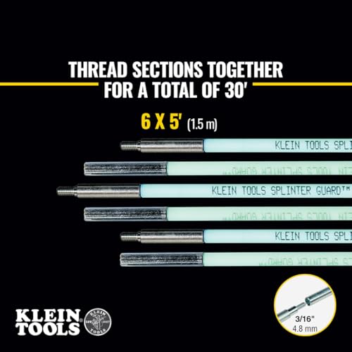 Klein Tools 56430 Glow Fish Rod Set, Wire Puller, 30-Foot