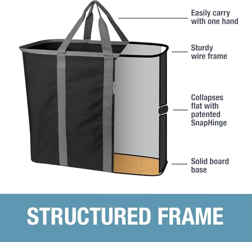 CleverMade Collapsible Laundry Caddy – Foldable Laundry Hamper & Tote, XXL 64L Pop-Up Laundry Basket with Handles, Space-Saving Laundry Organizer for Home & Travel, 2 Pack - Charcoal Gray - color: Charcoal Gray
