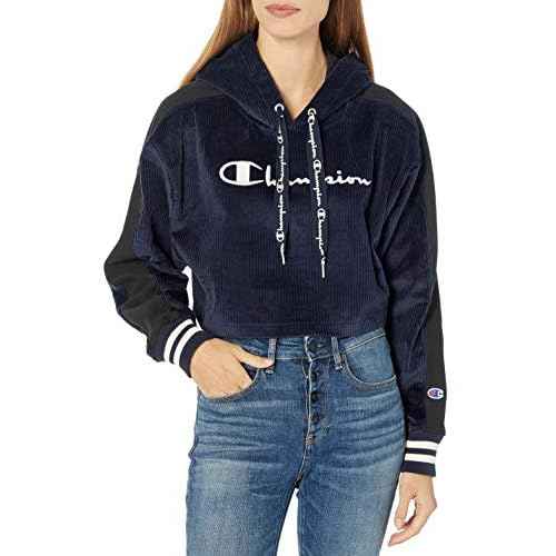 Champion Women's Corduroy Cropped Po Hood W/Reverse Weave