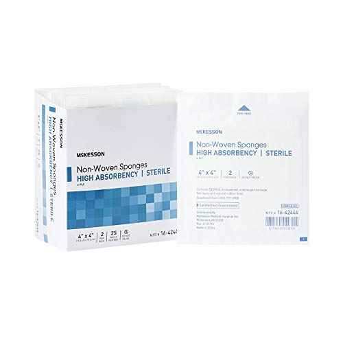 McKesson Non-Woven Sponges, Sterile, 4-Ply, High Absorbency, Polyester/Rayon (4 X 4 Inch (1200 Count))