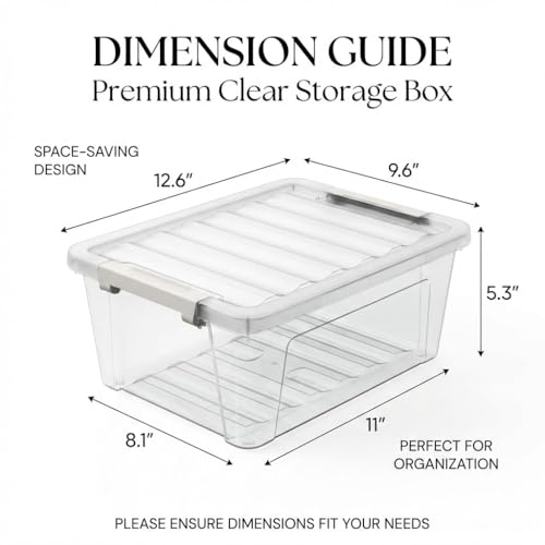 WYT 8-Quart Clear Plastic Storage Bins with Lids & Secure Latches, 3-Pack Organizer Container Box with Latch Buckles for Home, Kitchen, Closet, Garage