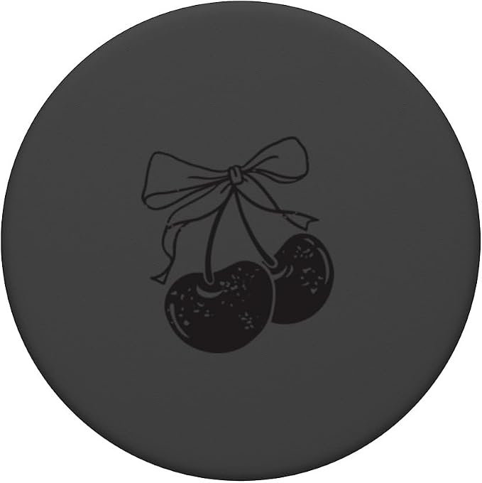 Minimalist Black Cherries with Bow PopSockets PopWallet for MagSafe