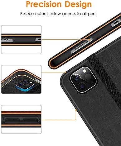 DTTO Case for iPad Pro 11 Inch 4th / 3rd / 2nd / 1st Generation 2022/2021/2020/2018Premium PU Leather Folio Stand Cover with Hand Strap Auto Wake/SleepMultiple Viewing Angles Black