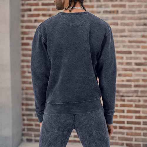 Champion Men's Sweatshirt, Mineral Dye Graphic Crewneck Sweatshirt, Men's Pullover Sweatshirt