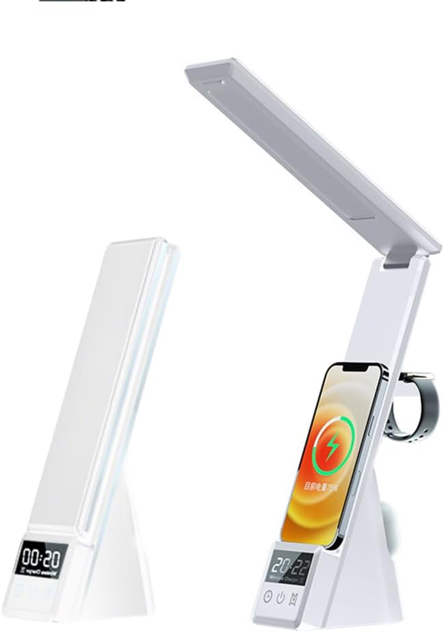 IHAO 3in1 Multifunctional Foldable Wireless Charging Station with LED Ambient Night Light Fast QC3.0 Charger for Phone iWatch Headphone Space-Saving Auto-Shutoff &amp Overcharge Protection-Black
