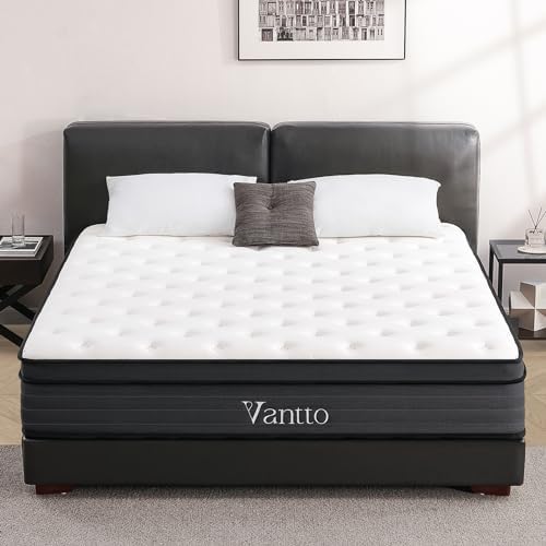 King Size Mattress, 12 Inch Hybrid Memory Foam Mattress with Pocket Springs for Motion Isolation Pressure Relief, CertiPUR-US