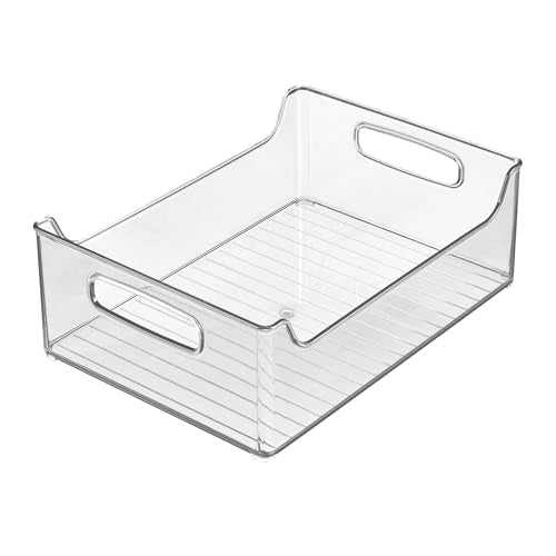 iDesign Stackable Clear Plastic Storage Bin, Kitchen Organizers for Fridge, Cabinet, or Pantry, 4-Pack - size: 14 x 10 x 5, style: Pack of 4