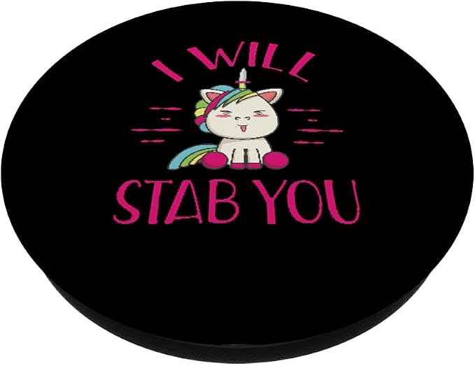 Evil Unicorn I Will Stab You Funny Novelty Knife Pop Socket PopSockets Adhesive PopGrip