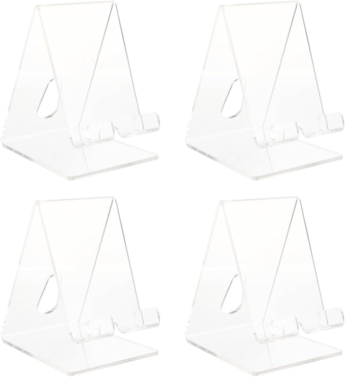 ARTIBETTER 4 Pack Acrylic Cellphone Stand Clear Phone Holder for Desk Universal Cellphone Dock for Home Office or Store Display