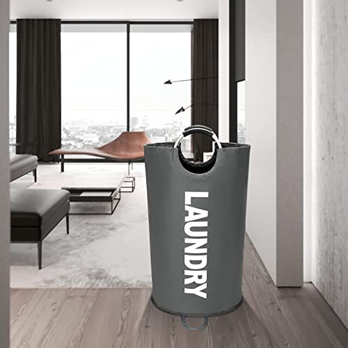Maxsilan 90L Large Laundry Basket, Freestanding Tall Clothes Hamper, Collapsible Laundry Bag, Dark Grey - color: Dark Grey, size: 90L
